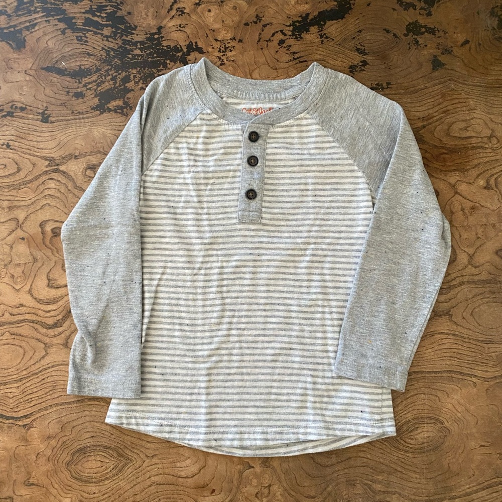 Grey Striped long sleeve shirt Boy Size 4T by Cat & Jack